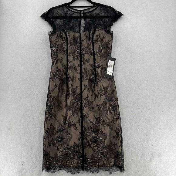 knee length dresses for ladies Corseted Lace Midi Dress 12 / Noir